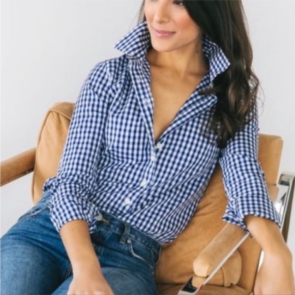 Frank & Eileen Tops - Frank & Eileen Barry Blue Gingham Button Front Top XS